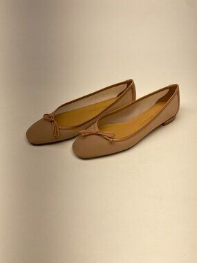 Stuart Weitzman  Womens Arabella Leather-Trimmed Mesh Ginger Ballet Flats Sz 7.5